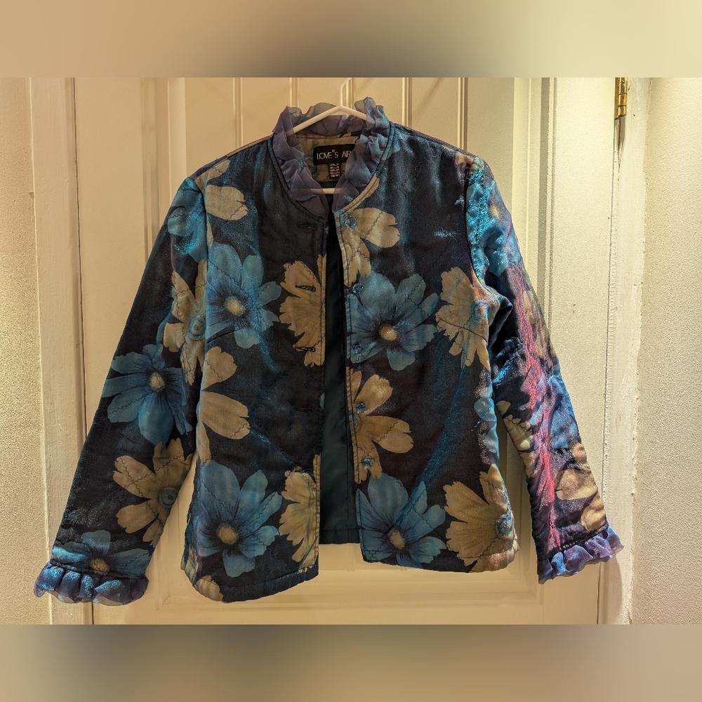 Y2K Blue and Pink Floral Puffer Jacket